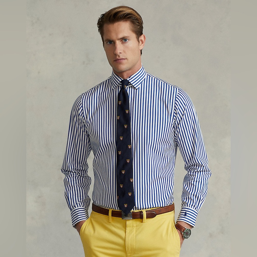 Polo Ralph Lauren Regent Classic Fit striped poplin shirt blue and white mens XL